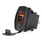 Cargador de teléfono impermeable en forma de barco con retroiluminación LED ROJA 2xUSB 12/24V AMIO-04229