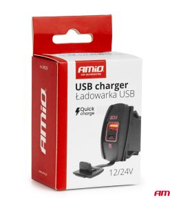 Cargador de teléfono impermeable en forma de barco con retroiluminación LED ROJA 2xUSB 12/24V AMIO-04229