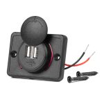 Cargador de teléfono impermeable de forma cuadrada con retroiluminación LED ROJA 2xUSB 12/24V AMIO-04230