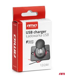 Cargador de teléfono impermeable de forma cuadrada con retroiluminación LED ROJA 2xUSB 12/24V AMIO-04230 9 Cargador de teléfono impermeable de forma cuadrada con retroiluminación LED ROJA 2xUSB 12/24V AMIO-04230