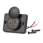 Cargador de teléfono impermeable de forma cuadrada con retroiluminación LED ROJA USB + USB C QC3.0 12/24V