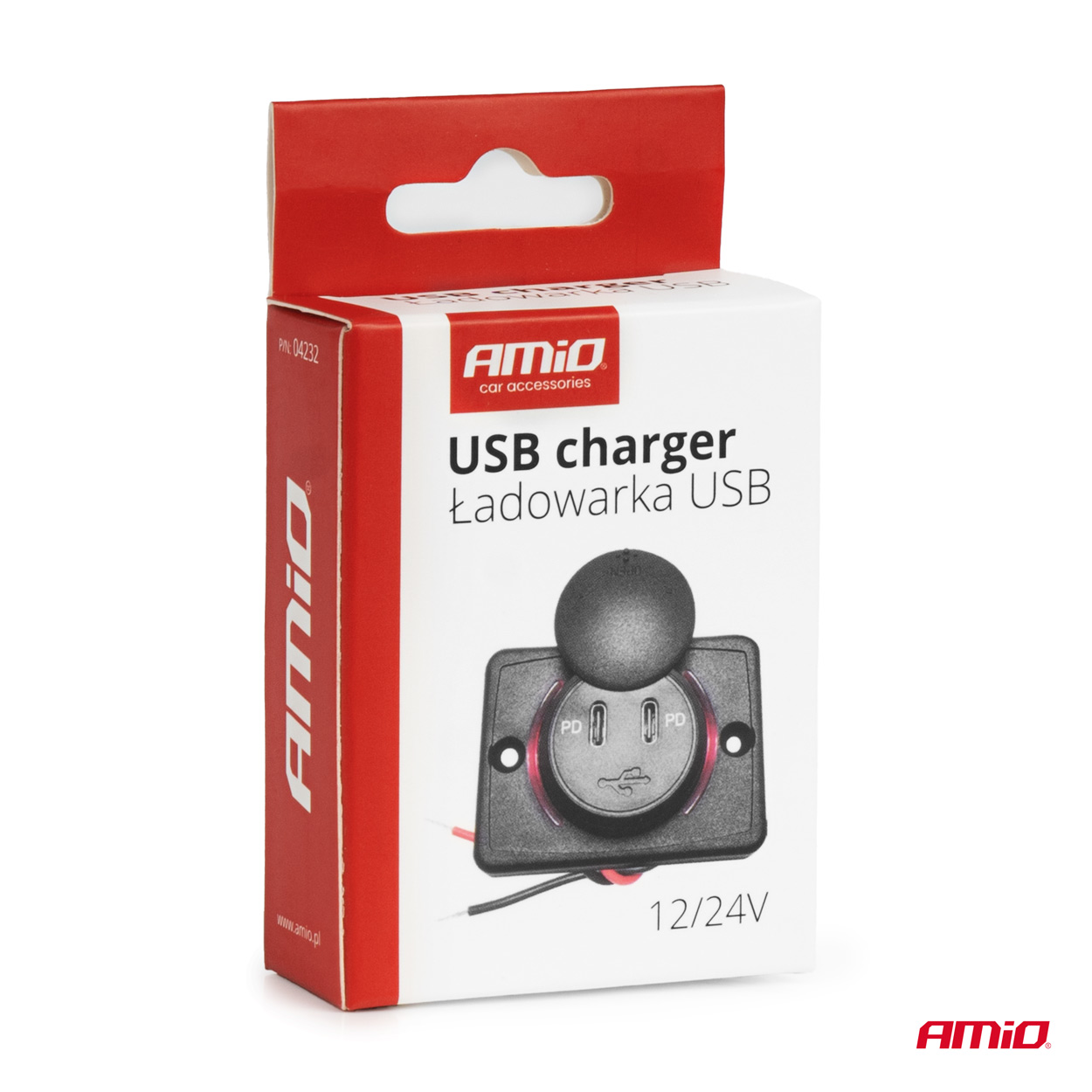 Cargador de teléfono impermeable de forma cuadrada con retroiluminación LED ROJA 2xUSB C 12/24V AMIO-04232 5 Cargador de teléfono impermeable de forma cuadrada con retroiluminación LED ROJA 2xUSB C 12/24V AMIO-04232