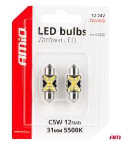 Bombillas LED CANBUS 12SMD Festoon C5W 2016 31mm White 12/24V AMIO-04235