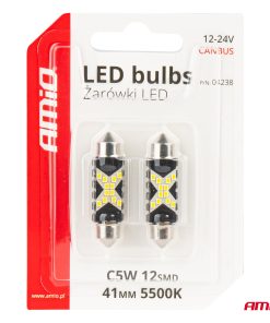 Bombillas LED CANBUS 12SMD Festoon C5W 2016 41mm White 12/24V AMIO-04238 9 Bombillas LED CANBUS 12SMD Festoon C5W 2016 41mm White 12/24V AMIO-04238