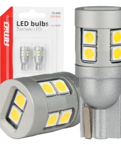Bombillas LED CANBUS T10 W5W 12 SMD 3030 Blanco 12V 24V AMIO-04243