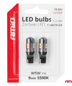 Bombillas LED CANBUS T10 W5W 9 SMD 3030 Blanco 12V 24V 36V 48V AMIO-04244