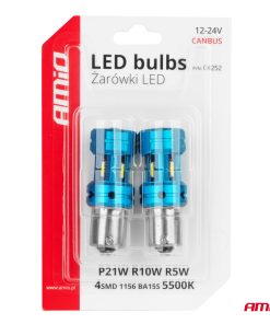 Bombillas LED CANBUS 1156 BA15S P21W R10W R5W 4SMD 1860 Blanco 12V 24V AMIO-04252