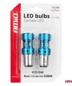 Bombillas LED CANBUS 1157 BAY15D P21/5W 4SMD 1860 Blanco 12V 24V AMIO-04253