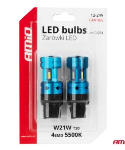 Bombillas LED CANBUS T20 7440 W21W 4SMD 1860 Blanco 12V 24V AMIO-04254 9 Bombillas LED CANBUS T20 7440 W21W 4SMD 1860 Blanco 12V 24V AMIO-04254
