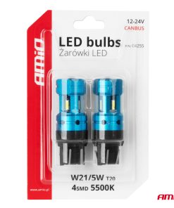 Bombillas LED CANBUS T20 7443 W21/5W 4SMD 1860 Blanco 12V 24V AMIO-04255