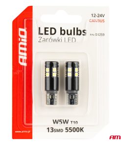 Bombillas LED CANBUS T10 W5W 13SMD 3030 White 12V/24V AMIO-04259
