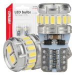 Bombillas LED CANBUS T10 W5W 16SMD 2SMD 3014 3030 Blanco 12V 24V AMIO-04260