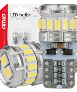 Bombillas LED CANBUS T10 W5W 16SMD 2SMD 3014 3030 Blanco 12V 24V AMIO-04260