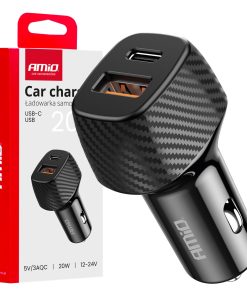 Cargador de coche QC+PD 20W USB-A + USB-C AMIO-04282