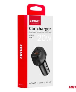 Cargador de coche QC+PD 20W USB-A + USB-C AMIO-04282 7 Cargador de coche QC+PD 20W USB-A + USB-C AMIO-04282