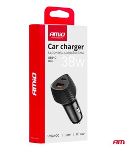 Cargador de coche QC+PD 38W USB-A + USB-C AMIO-04283 11 Cargador de coche QC+PD 38W USB-A + USB-C AMIO-04283