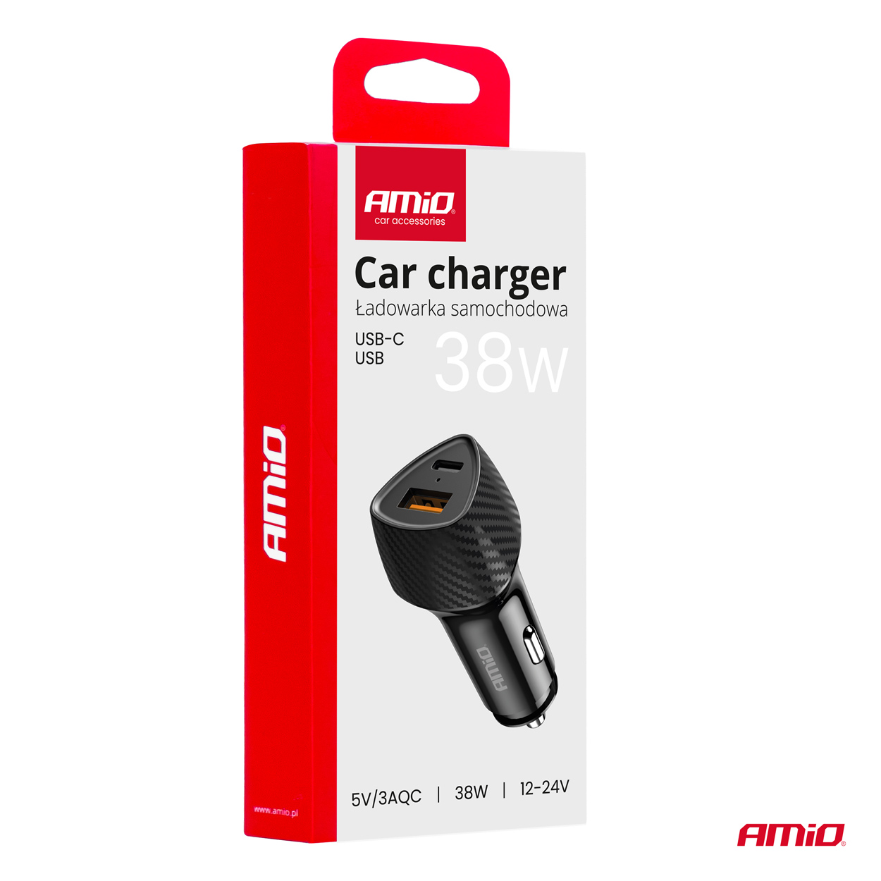 Cargador de coche QC+PD 38W USB-A + USB-C AMIO-04283 6 Cargador de coche QC+PD 38W USB-A + USB-C AMIO-04283
