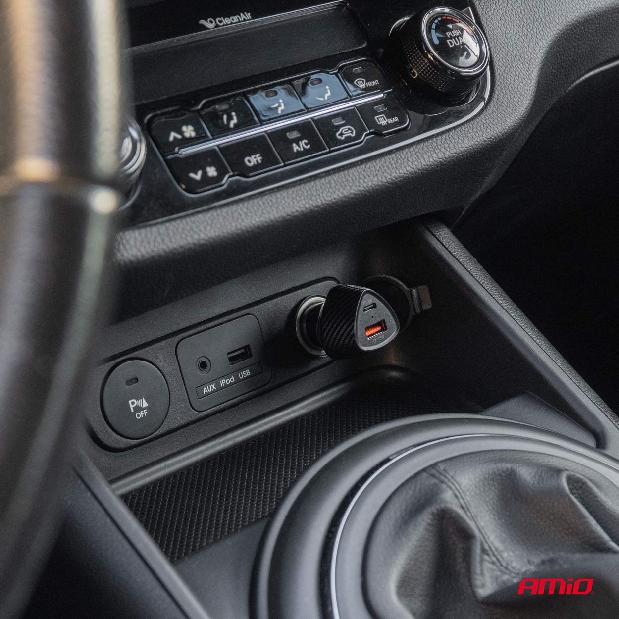 Cargador de coche QC+PD 38W USB-A + USB-C AMIO-04283 2 Cargador de coche QC+PD 38W USB-A + USB-C AMIO-04283