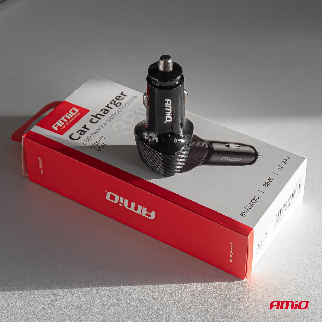 Cargador de coche QC+PD 38W USB-A + USB-C AMIO-04283 3 Cargador de coche QC+PD 38W USB-A + USB-C AMIO-04283