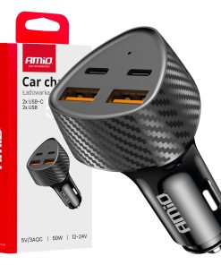 Cargador de coche 50W 2xUSB-A + 2xUSB-C AMIO-04284