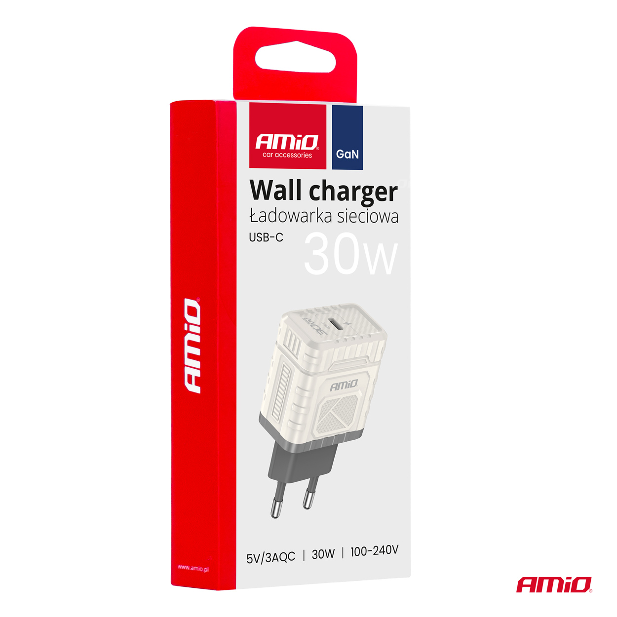 Cargador de pared Quick Charge GaN PD 30W USB-C AMIO-04285 3 Cargador de pared Quick Charge GaN PD 30W USB-C AMIO-04285