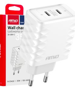 Cargador de pared Cargador Rápido 35W 2xUSB-C AMIO-04288