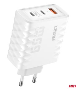 Cargador de pared Quick Charge 65W USB-A + 2xUSB-C AMIO-04289