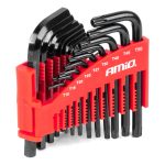 Llaves allen (imbus) y llaves tipo torx CRV negras 22pzs AMIO-04297