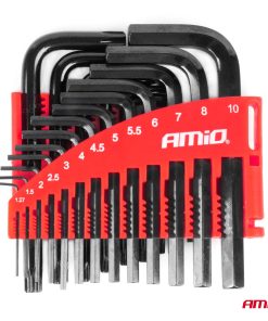 Llaves allen (imbus) y llaves tipo torx CRV negras 22pzs AMIO-04297