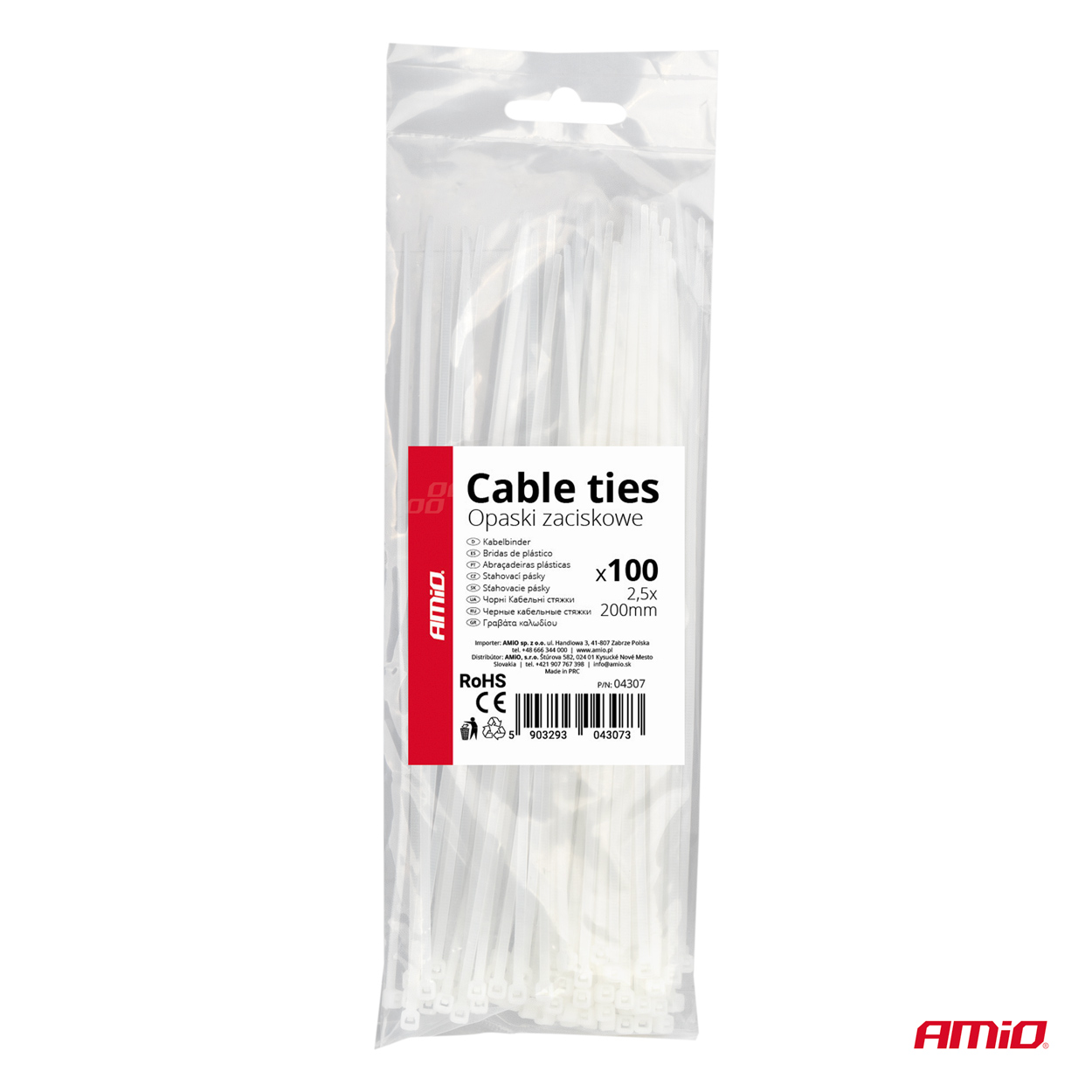 Cintas de sujeción blancas 2,5×200mm 100 unid. AMIO-04307 6 Cintas de sujeción blancas 2,5×200mm 100 unid. AMIO-04307