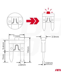 Fúsibles mini LED AMIO-04340 11 Fúsibles mini LED AMIO-04340