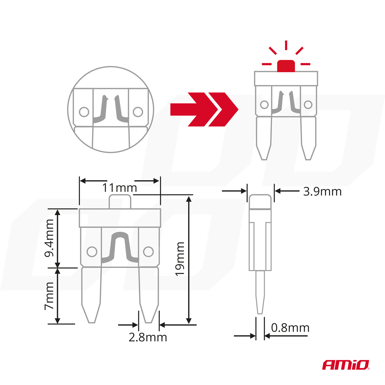 Fúsibles mini LED AMIO-04340 6 Fúsibles mini LED AMIO-04340