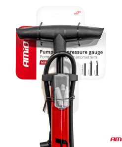 Bomba de aire manual metálica con manómetro MINI PU08 AMIO-04343