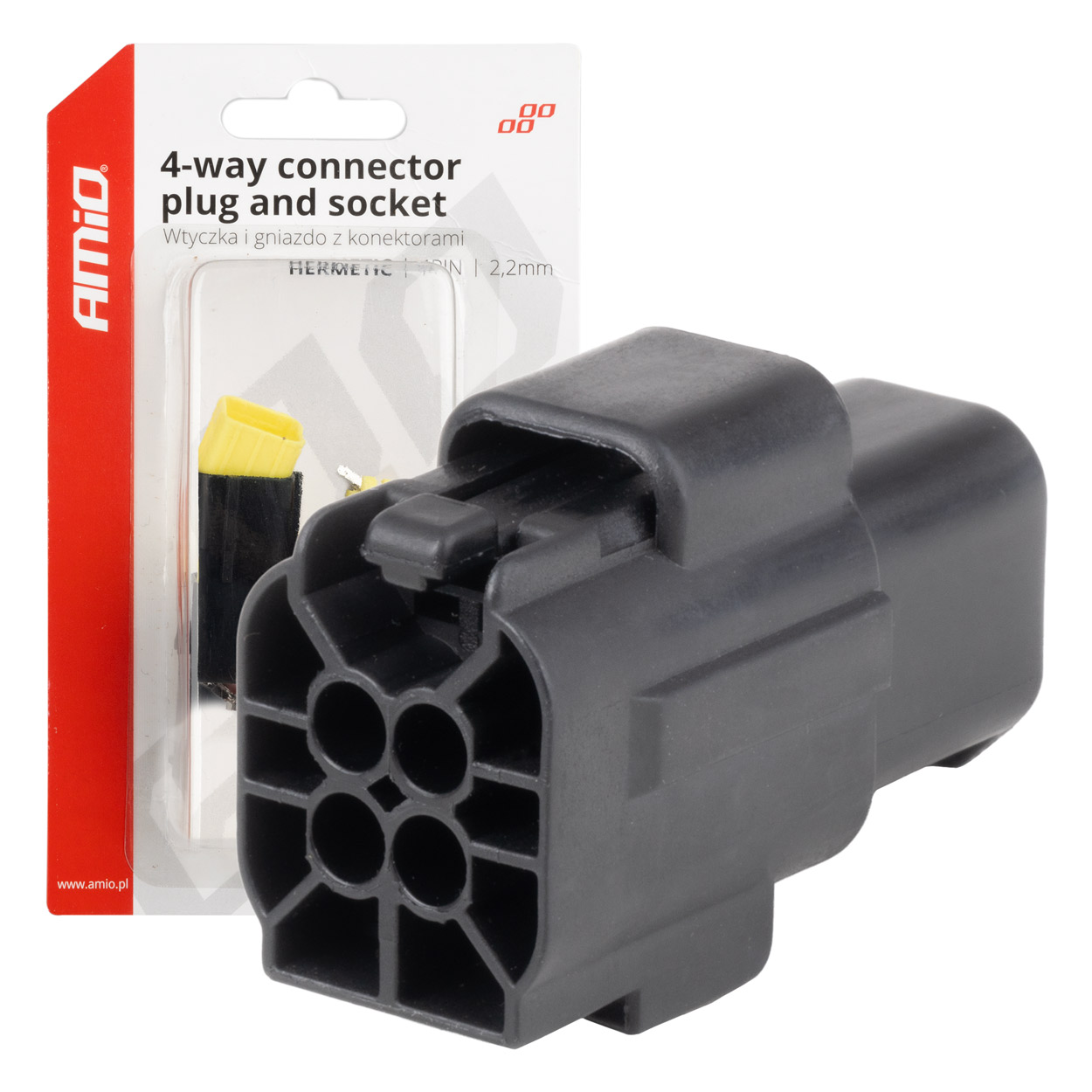 Conector con terminales macho/hembra 4 PIN 2.2mm AMIO-04348 1 Conector con terminales macho/hembra 4 PIN 2.2mm AMIO-04348