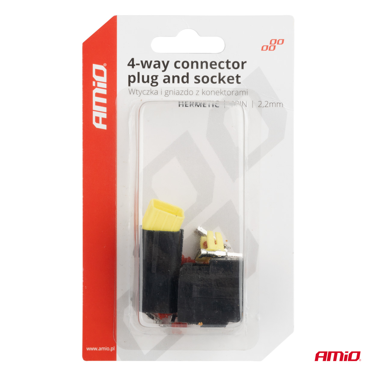 Conector con terminales macho/hembra 4 PIN 2.2mm AMIO-04348 5 Conector con terminales macho/hembra 4 PIN 2.2mm AMIO-04348