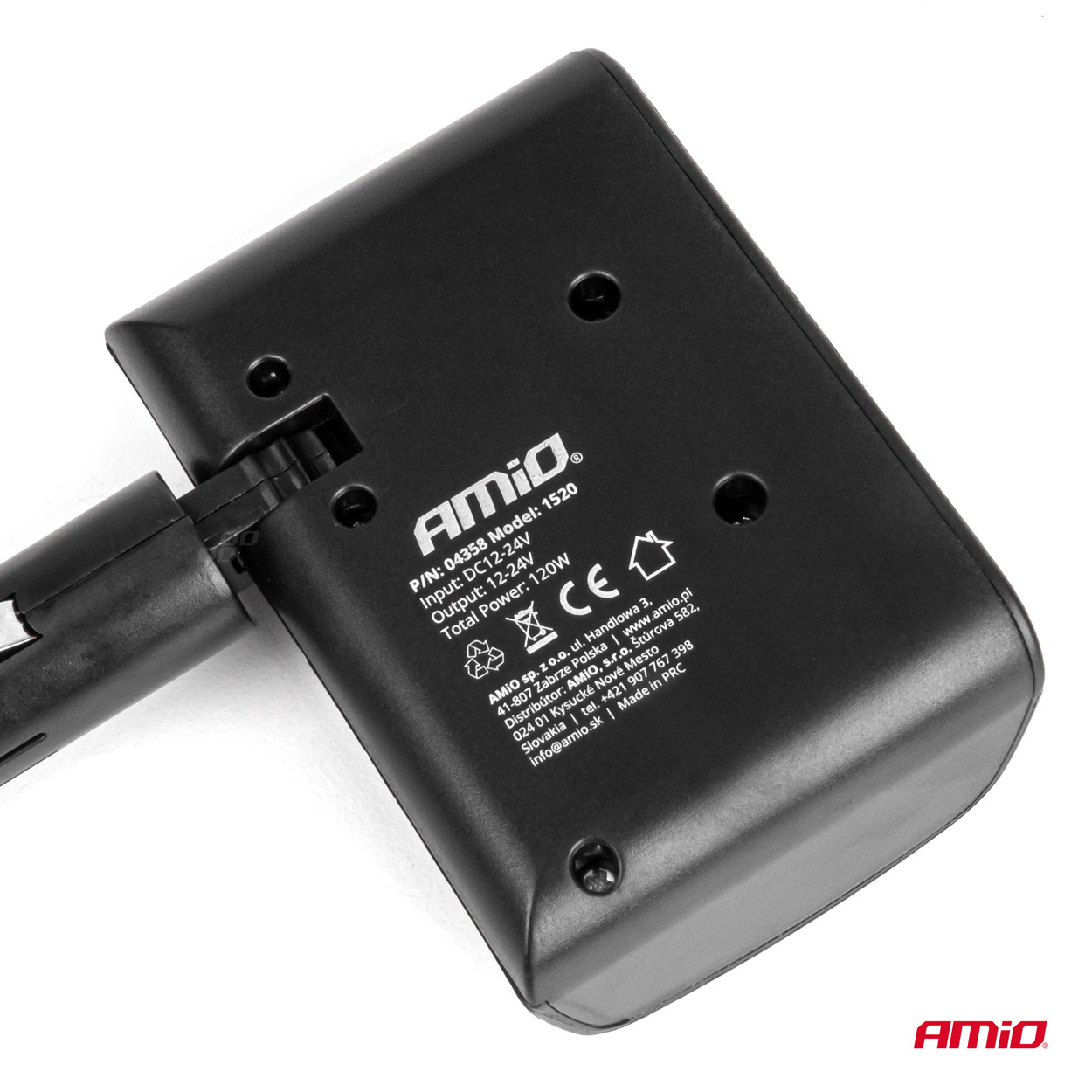 Toma de extensión 12V 24V 120W 90° AMIO-04358 4 Toma de extensión 12V 24V 120W 90° AMIO-04358