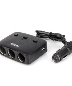 Toma de extensióni 2x USB-A ON/OFF LED 12V 24V 100W 70cm AMIO-04363