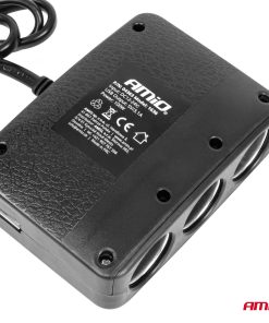 Toma de extensióni 2x USB-A ON/OFF LED 12V 24V 100W 70cm AMIO-04363