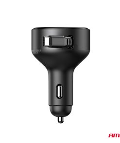 Cargador de coche retráctil cable C + puerto USB C 12/24V 60W AMIO-04368