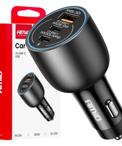 Cargador de coche 2x USB C port + USB A port 12/24V 100W AMIO-04371