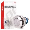 Pulsador momentáneo plano redondo de acero 19 mm, 5 A, 12/230 V, AMIO-04436