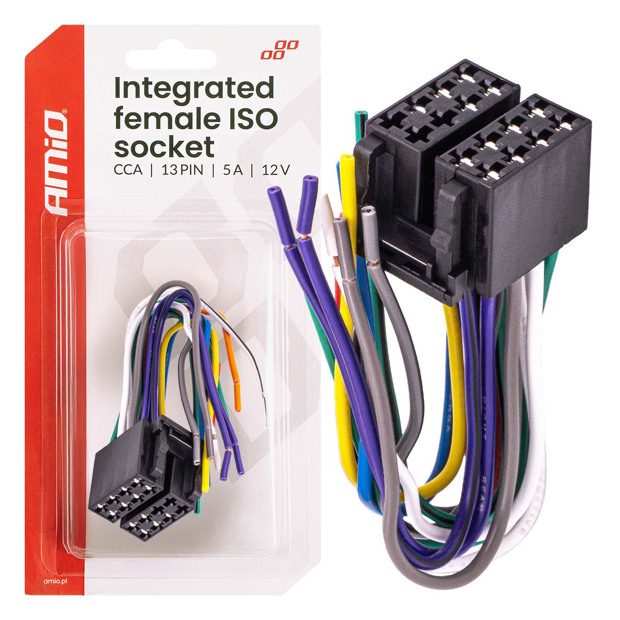 Conector ISO hembra integrado CCA 13 pines 5 A 12 V AMIO-04441 1 Conector ISO hembra integrado CCA 13 pines 5 A 12 V AMIO-04441