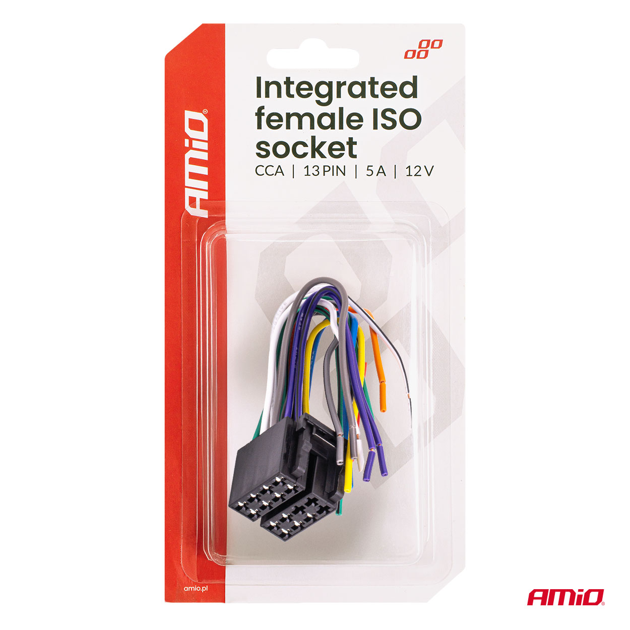 Conector ISO hembra integrado CCA 13 pines 5 A 12 V AMIO-04441 5 Conector ISO hembra integrado CCA 13 pines 5 A 12 V AMIO-04441