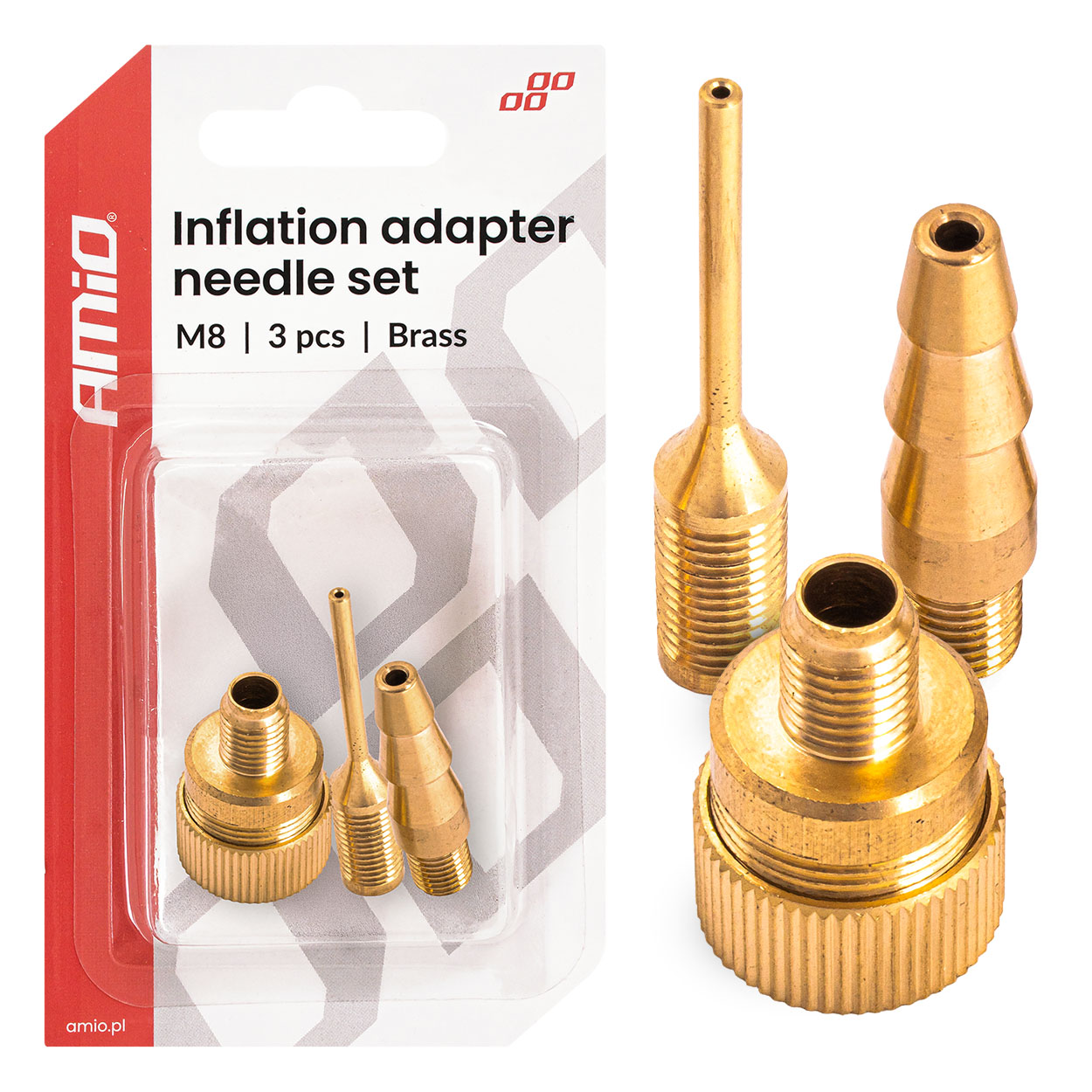 Juego de adaptadores para inflado M8 AMIO-04502 1 Juego de adaptadores para inflado M8 AMIO-04502