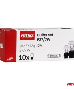 Bombilla halógena P27/7W 12V 27/7W W2.5X16q 10 unid AMIO-04513