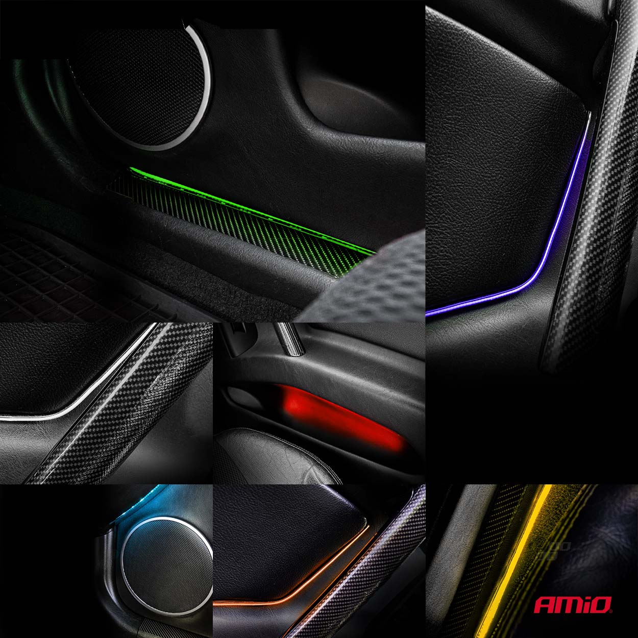 Tiras LED COB para coche con control remoto multicolor RGB 2x30 cm 12 V AMIO-04579 9 Tiras LED COB para coche con control remoto multicolor RGB 2x30 cm 12 V AMIO-04579
