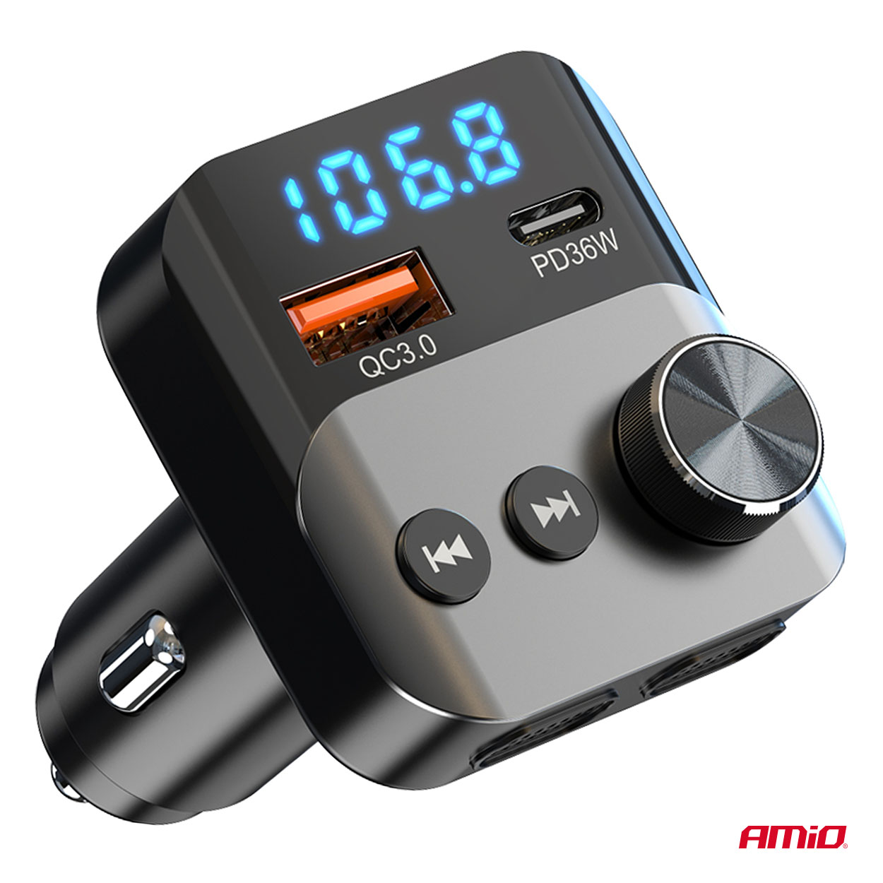 Transmisor FM 1×USB-A 1×USB-C 12V 24V AMIO-04647 5 Transmisor FM 1×USB-A 1×USB-C 12V 24V AMIO-04647