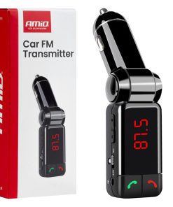 Transmisor FM 2×USB-A 12V 24V AMIO-04650