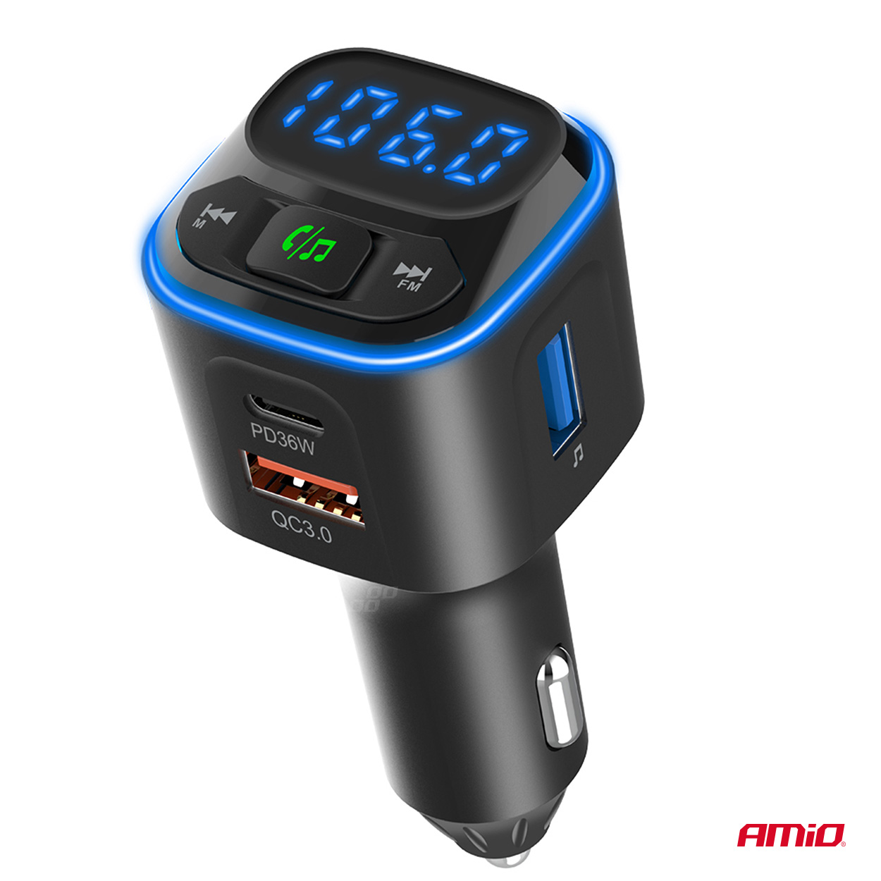 Transmisor FM 1×USB-A 2×USB-C 12V 24V AMIO-04651 8 Transmisor FM 1×USB-A 2×USB-C 12V 24V AMIO-04651