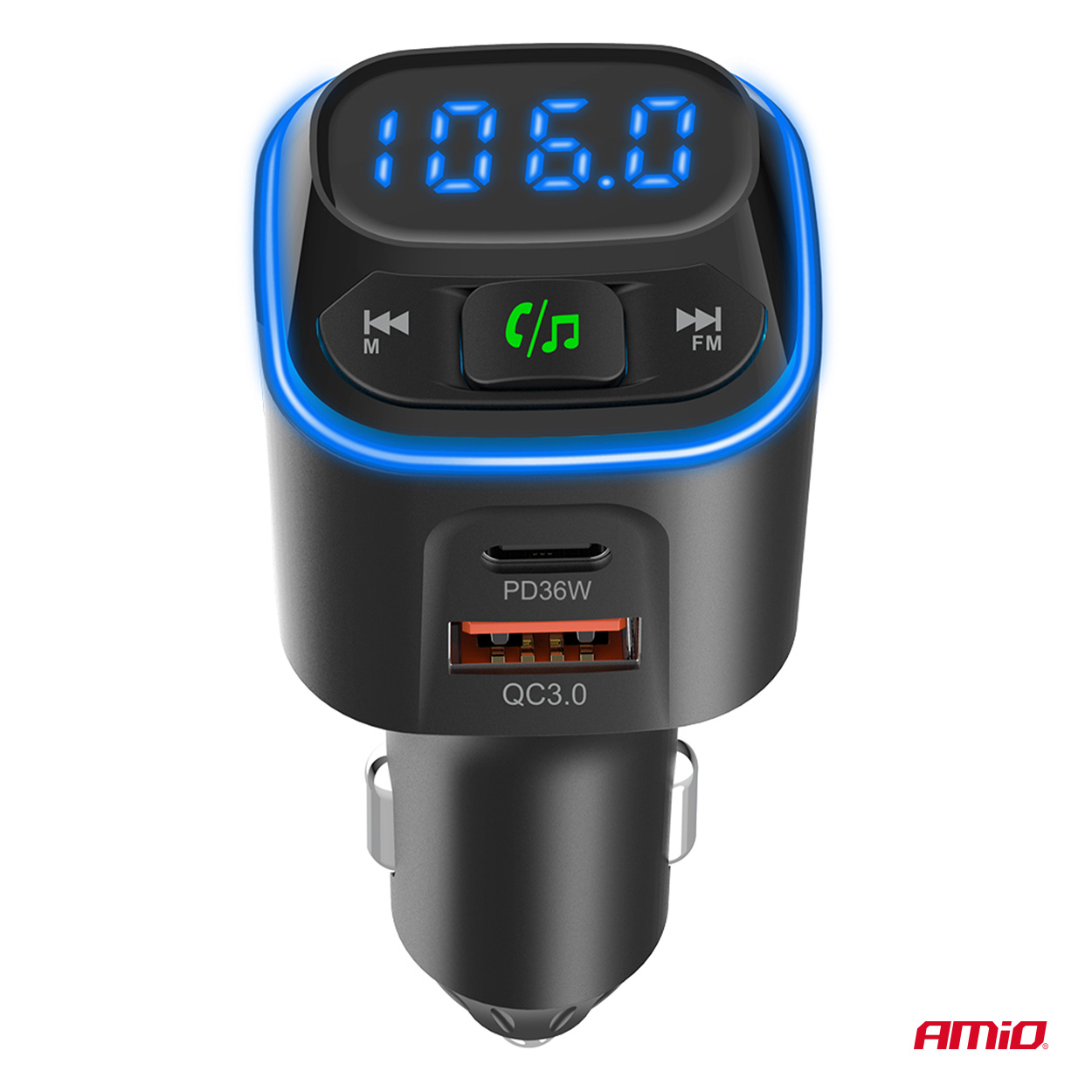 Transmisor FM 1×USB-A 2×USB-C 12V 24V AMIO-04651 9 Transmisor FM 1×USB-A 2×USB-C 12V 24V AMIO-04651